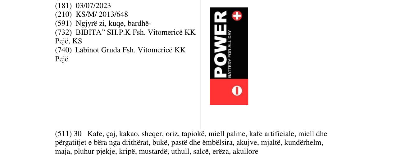 Zëri i markës POWER battery for all day + në buletin