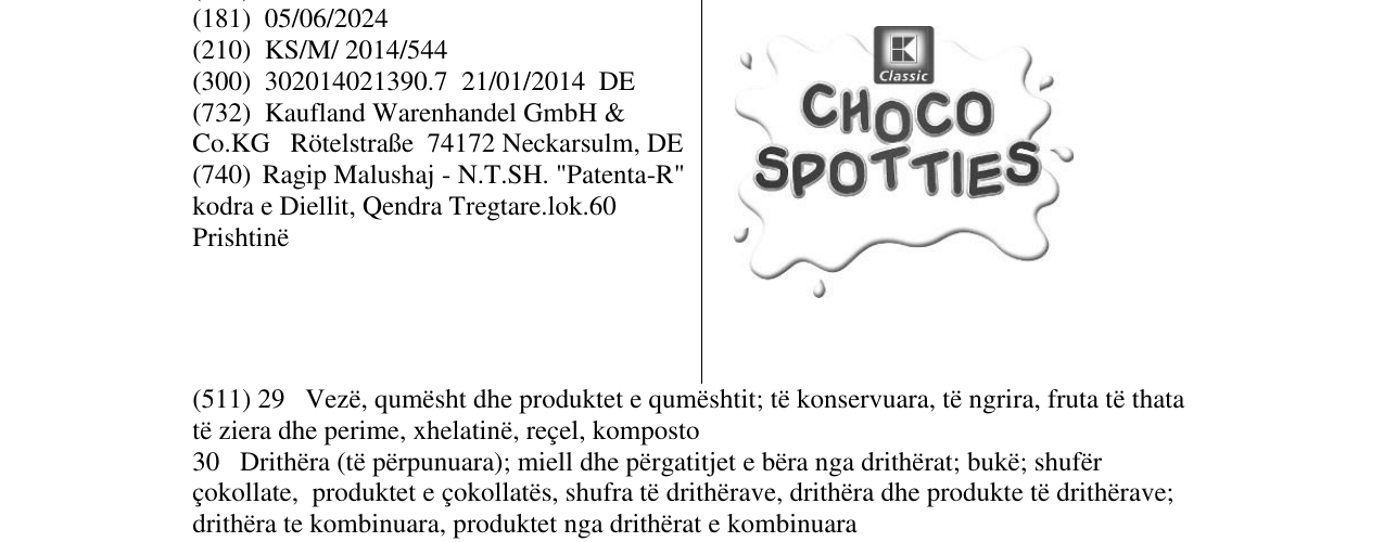 Zëri i markës CHOCO SPOTTIES në buletin