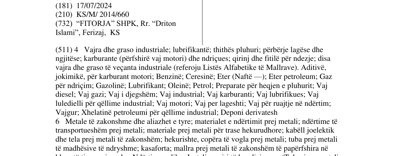 Zëri i markës FITORJA në buletin