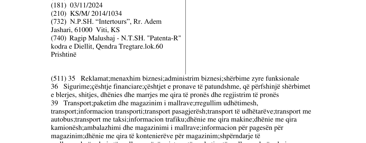 Zëri i markës INTERTOURS në buletin