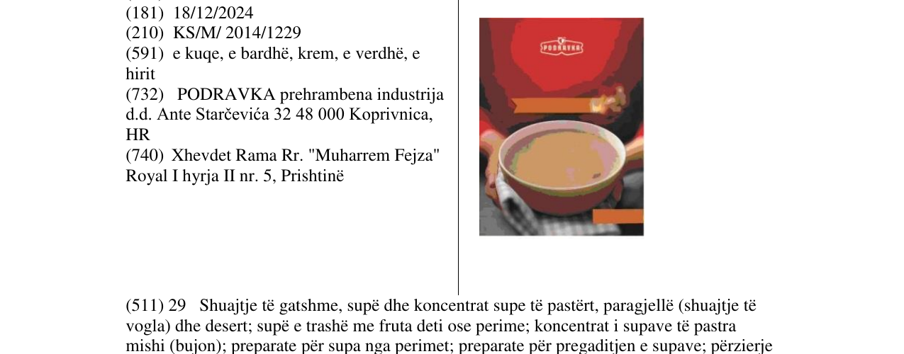 Zëri i markës PODRAVKA në buletin