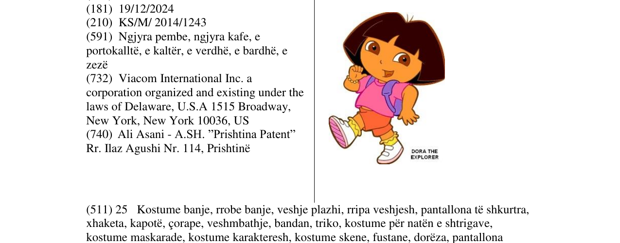 Zëri i markës DORA THE EXPLORER në buletin