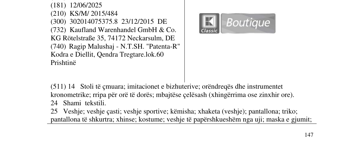 Zëri i markës Classic Boutique në buletin
