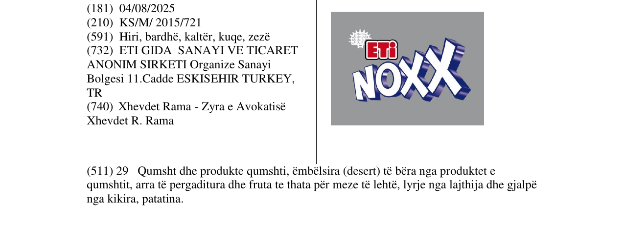 Zëri i markës NOXX ETi në buletin