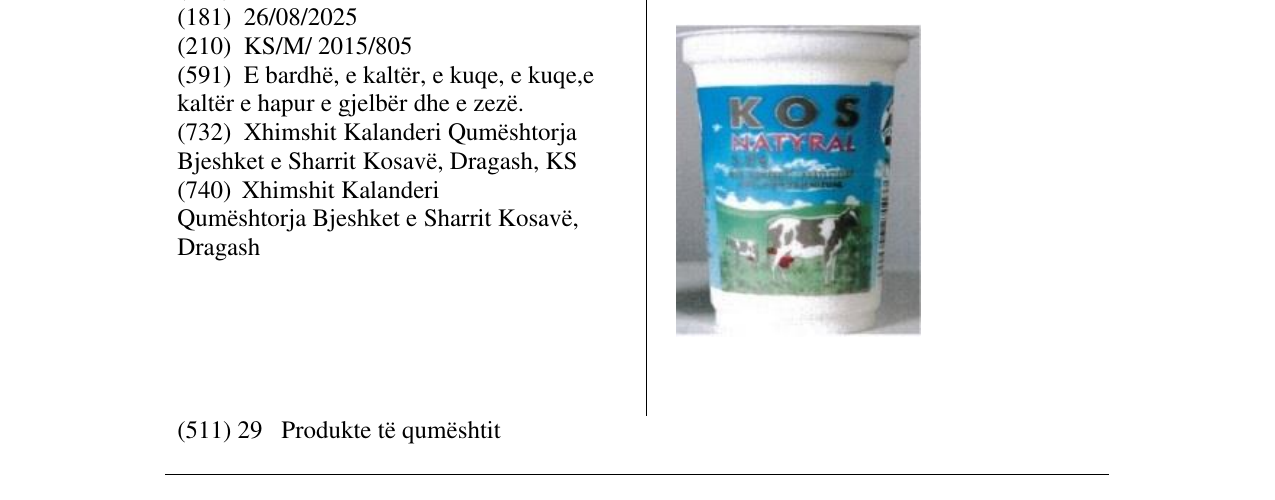 Zëri i markës KOS NATYRAL në buletin
