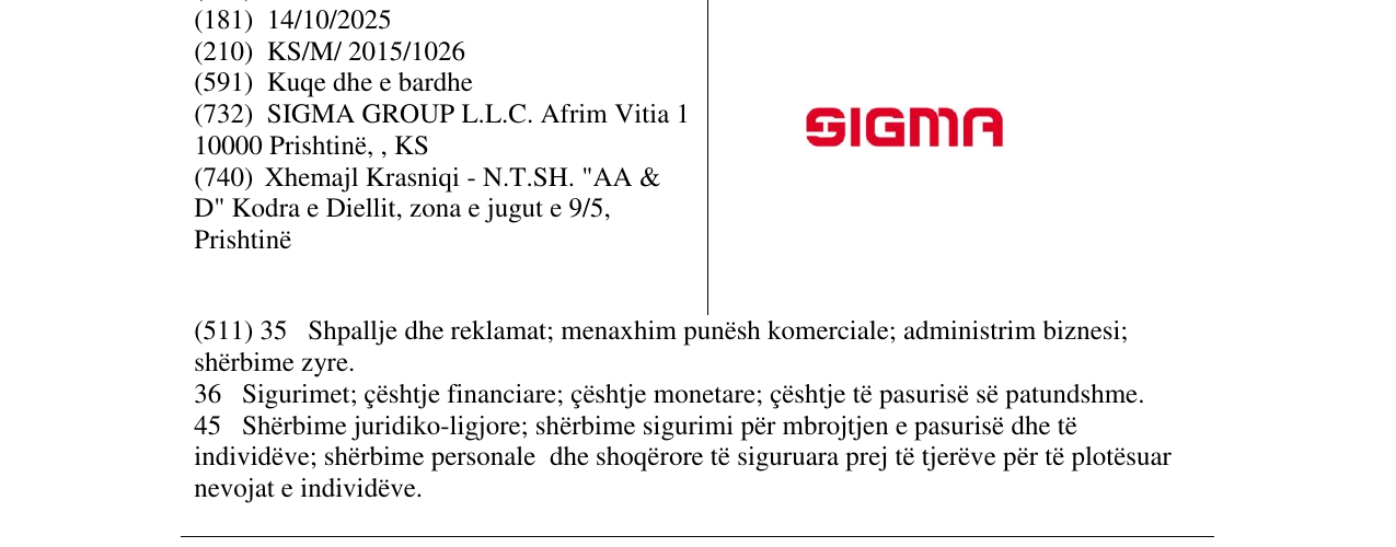 Zëri i markës SIGMA në buletin
