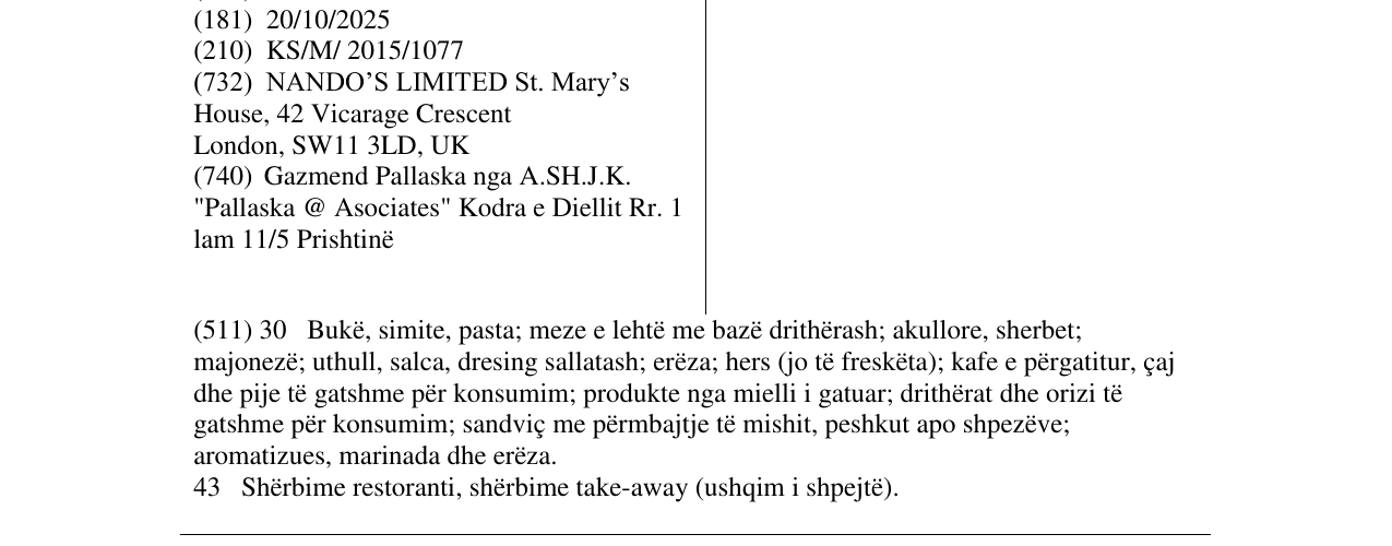 Zëri i markës NANDO’S në buletin