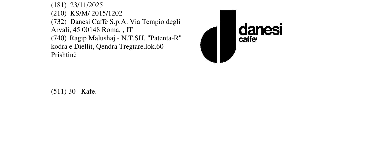 Zëri i markës danesi caffe në buletin