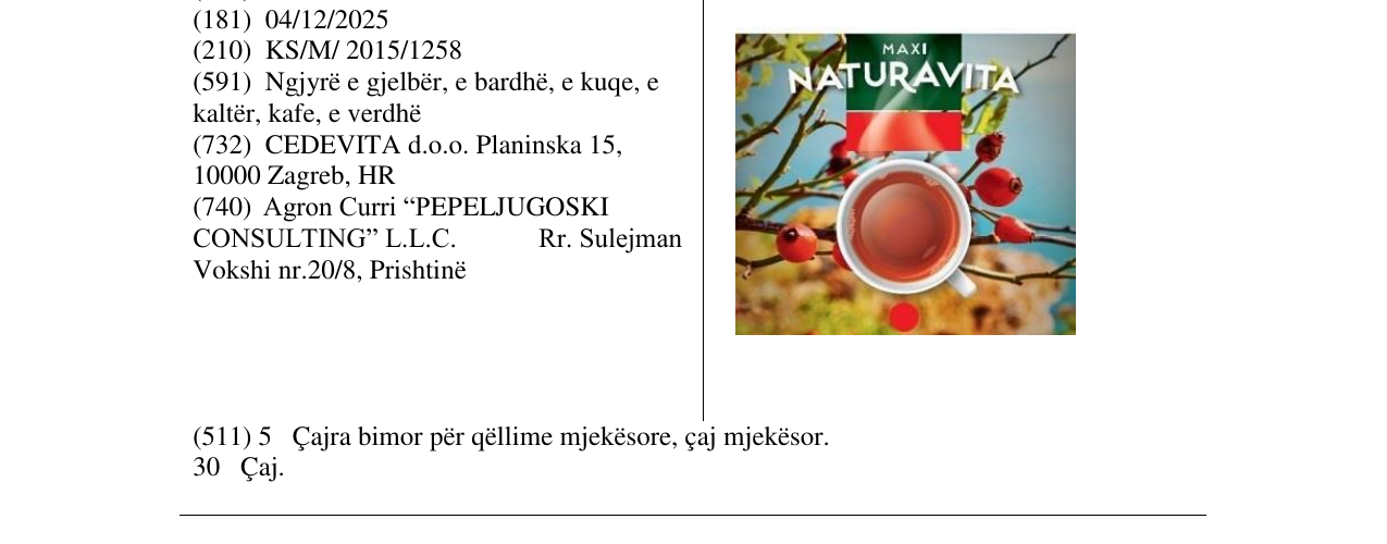 Zëri i markës MAXI NATURAVITA në buletin