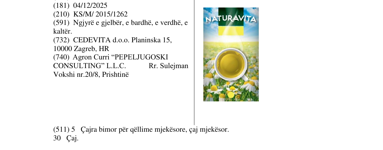 Zëri i markës NATURAVITA në buletin