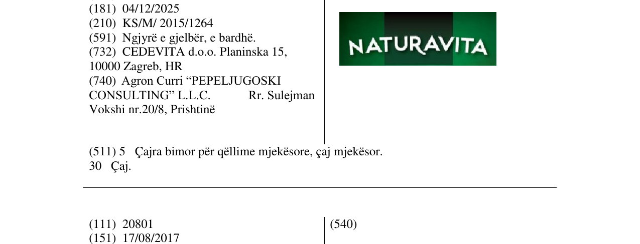 Zëri i markës NATURAVITA në buletin