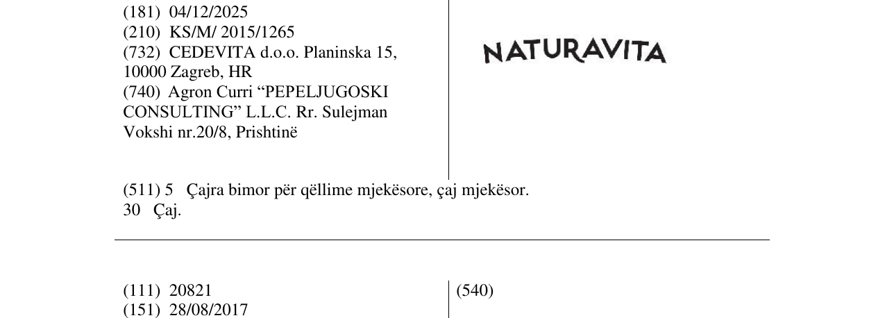 Zëri i markës NATURAVITA në buletin
