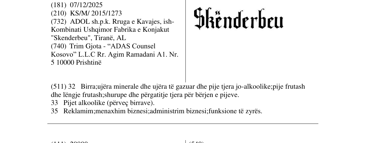 Zëri i markës Skënderbeu në buletin