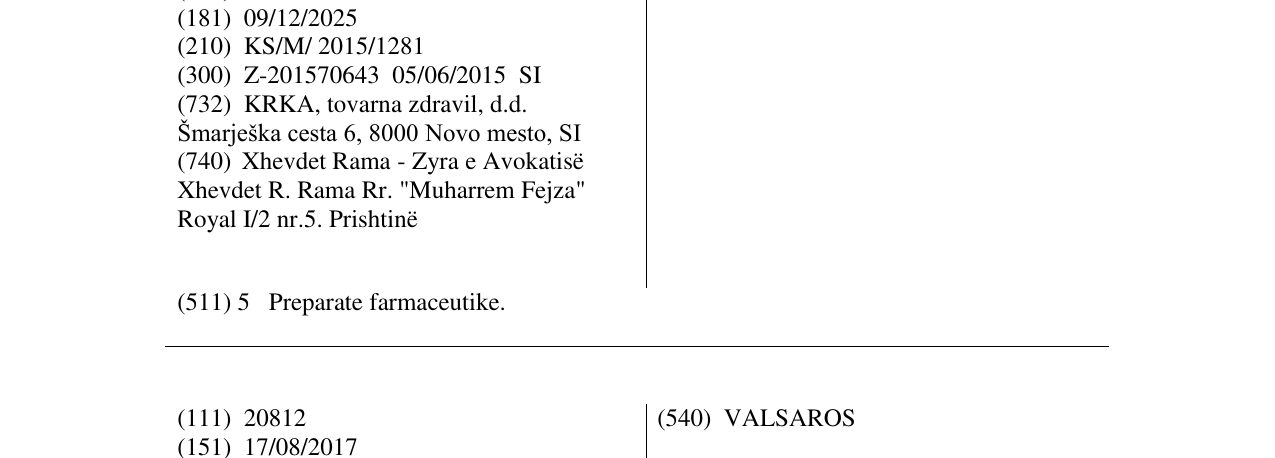Zëri i markës RAVALSYO në buletin
