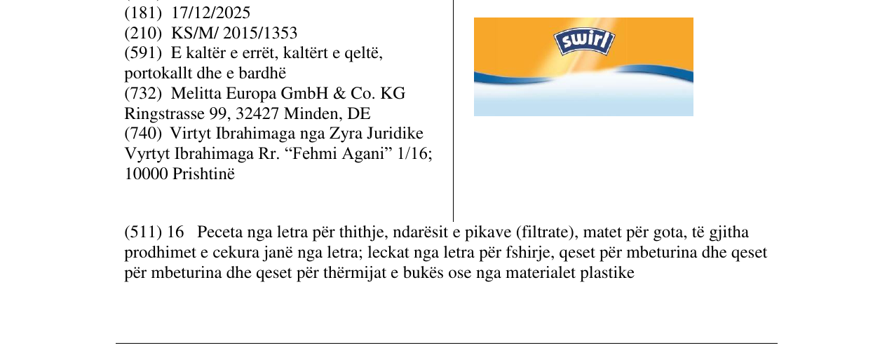 Zëri i markës SWIRL në buletin