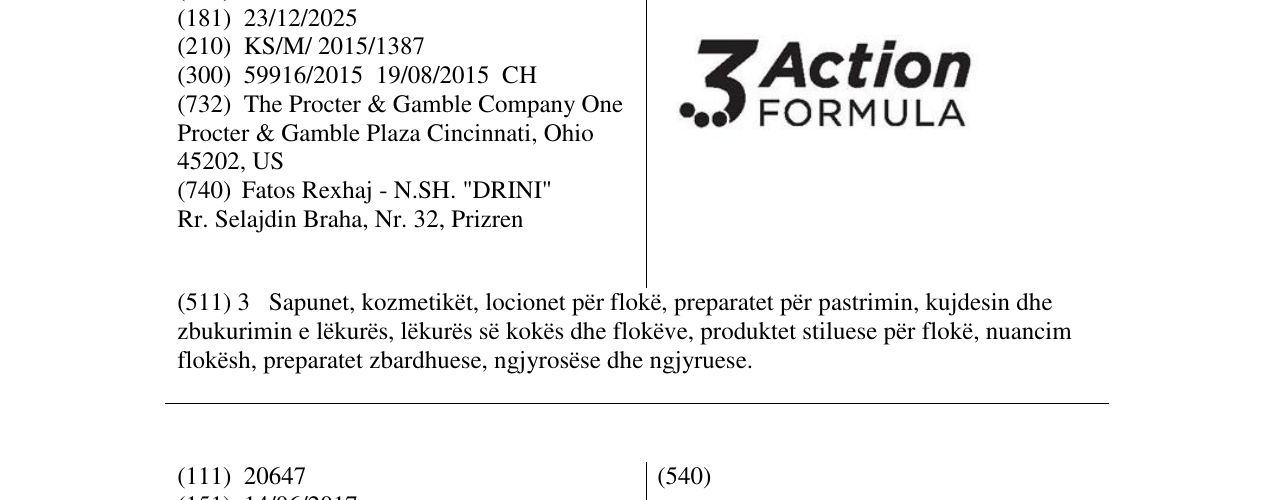 Zëri i markës 3 Action FORMULA në buletin