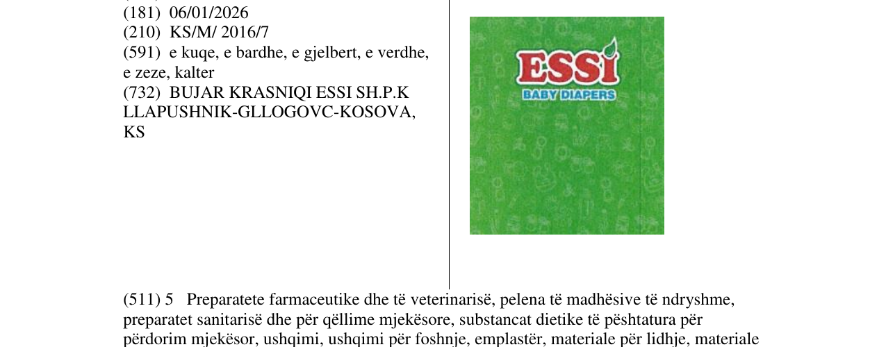Zëri i markës ESSI BABY DIASPERS në buletin