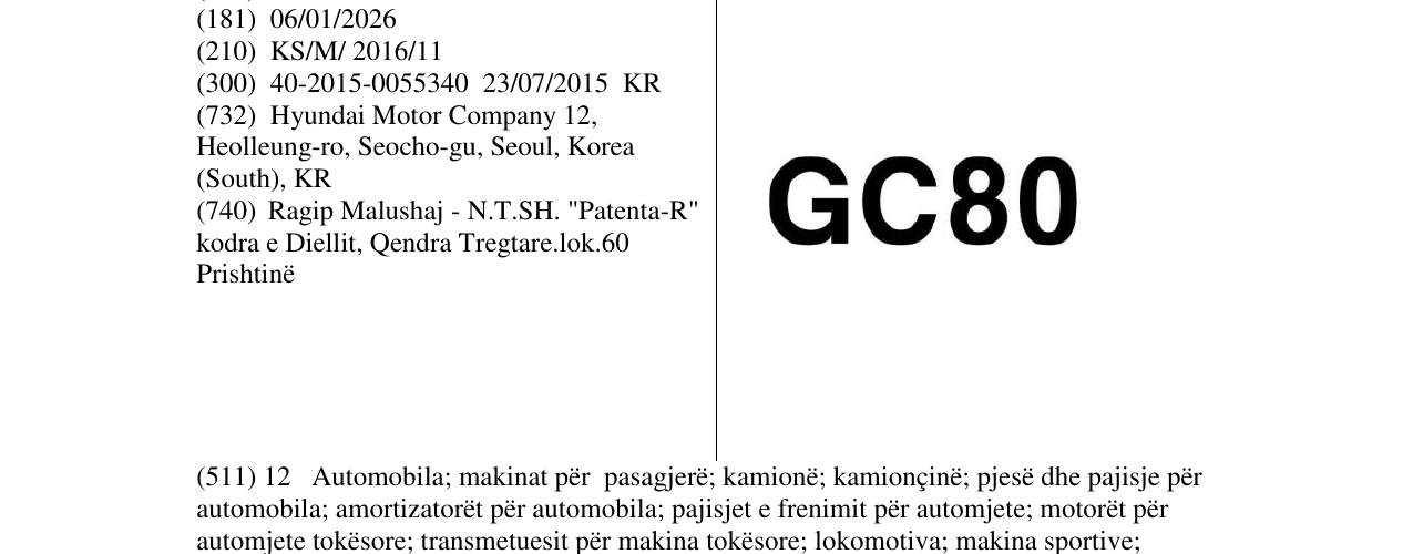 Zëri i markës GC80 në buletin