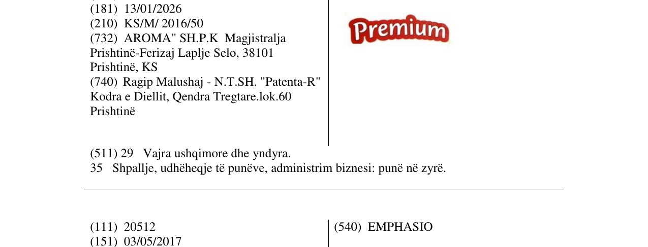 Zëri i markës Premium në buletin