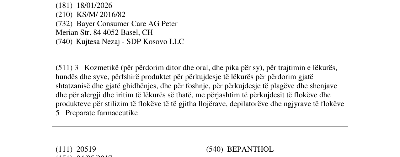 Zëri i markës BEPANTHEN në buletin