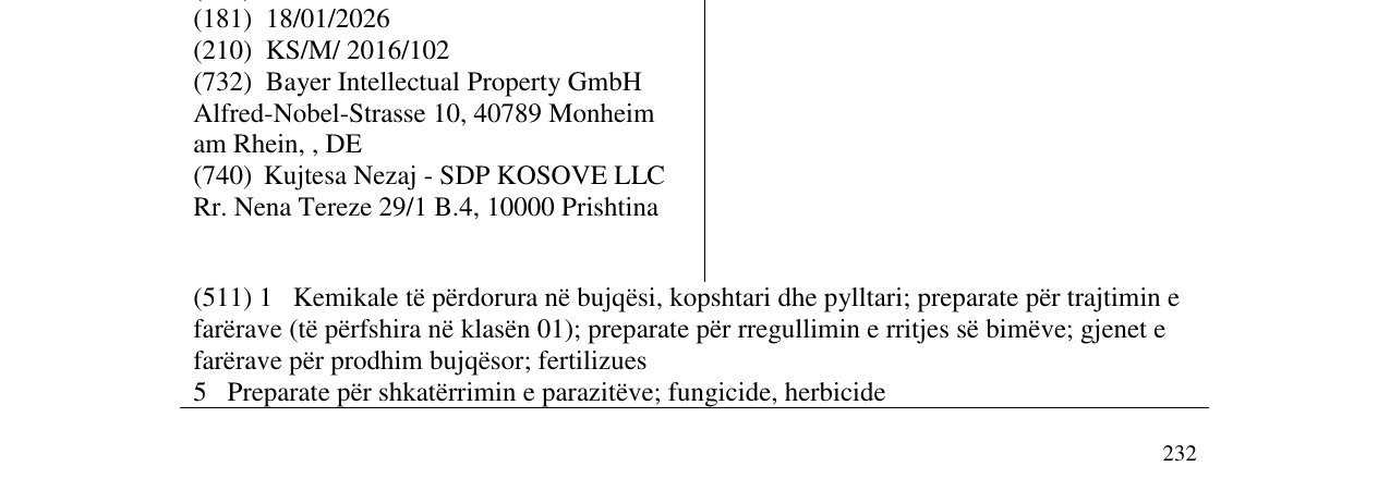 Zëri i markës CONFIDOR në buletin