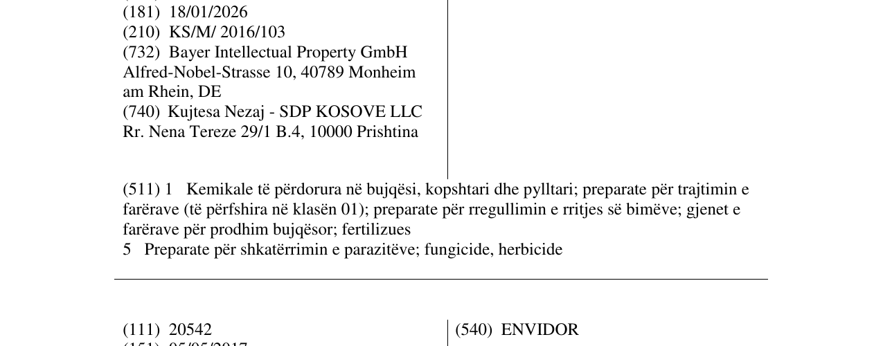 Zëri i markës CONSENTO në buletin