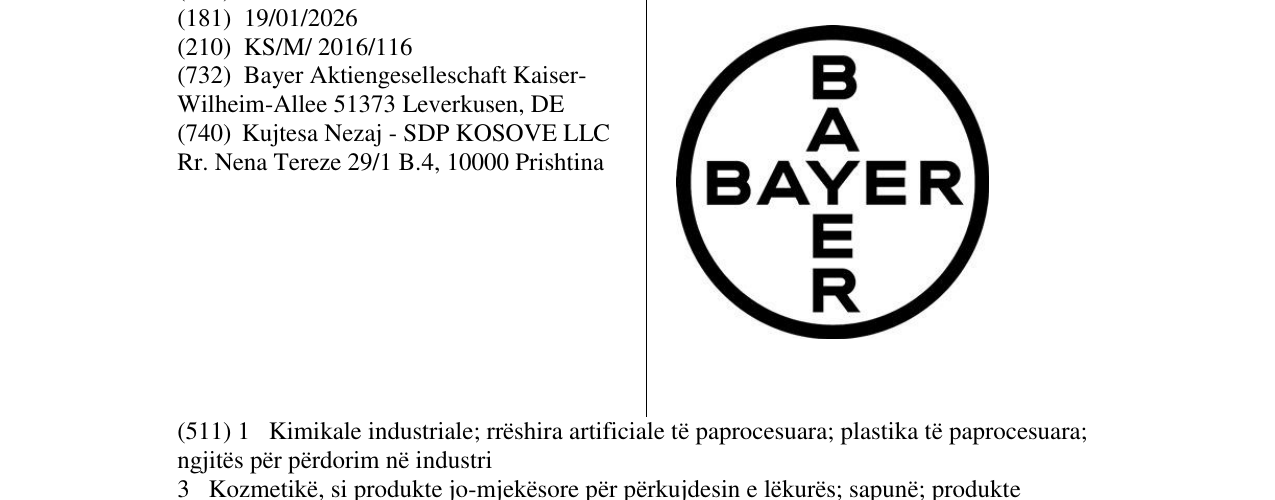 Zëri i markës BAYER në buletin