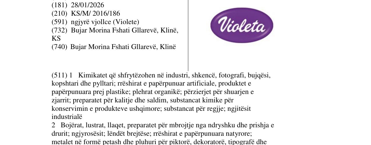 Zëri i markës Violeta në buletin