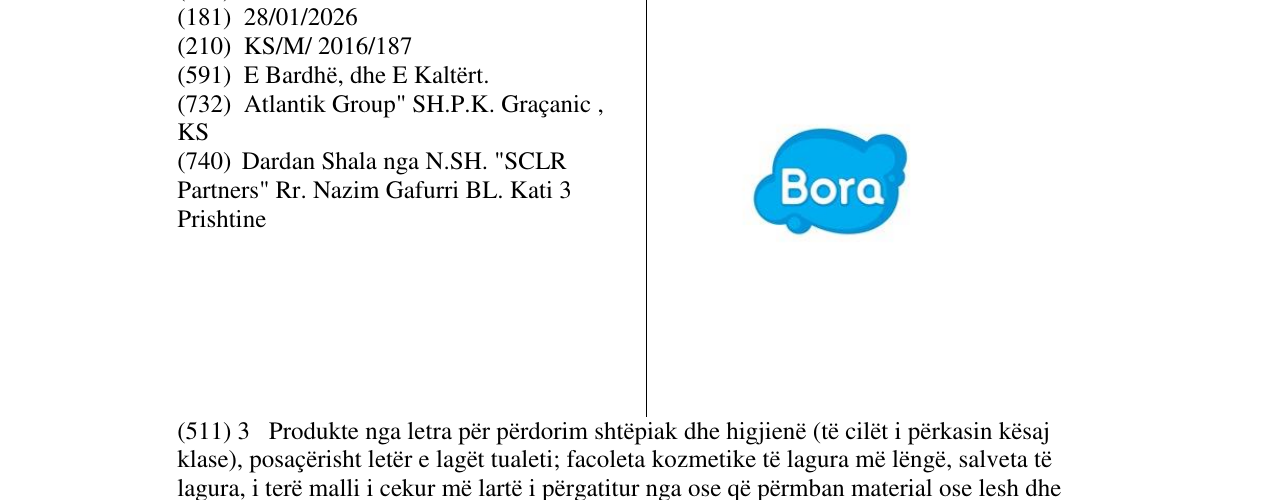 Zëri i markës Bora në buletin