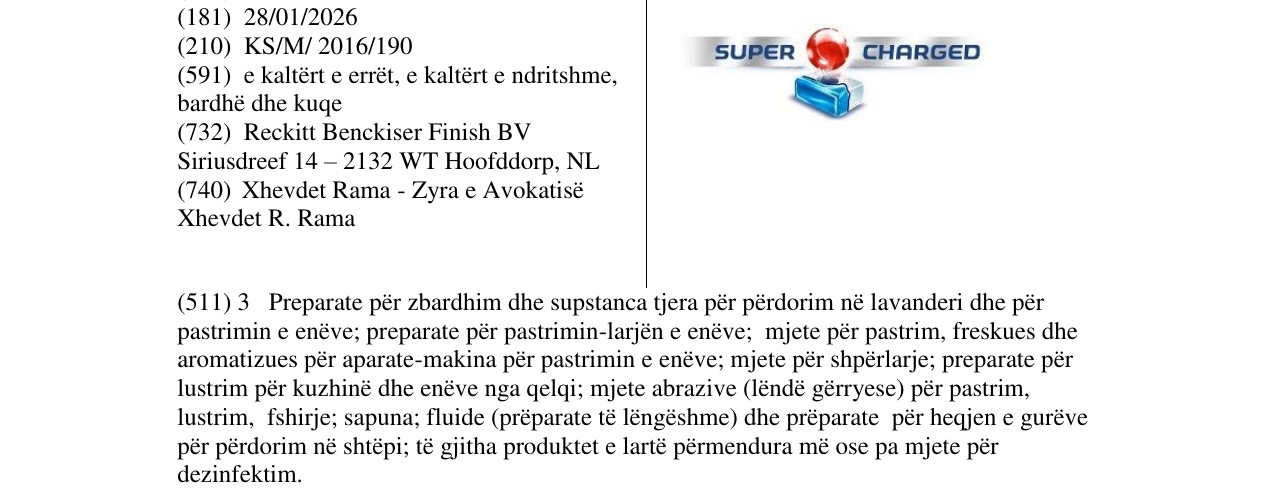 Zëri i markës SUPER CHARGED në buletin