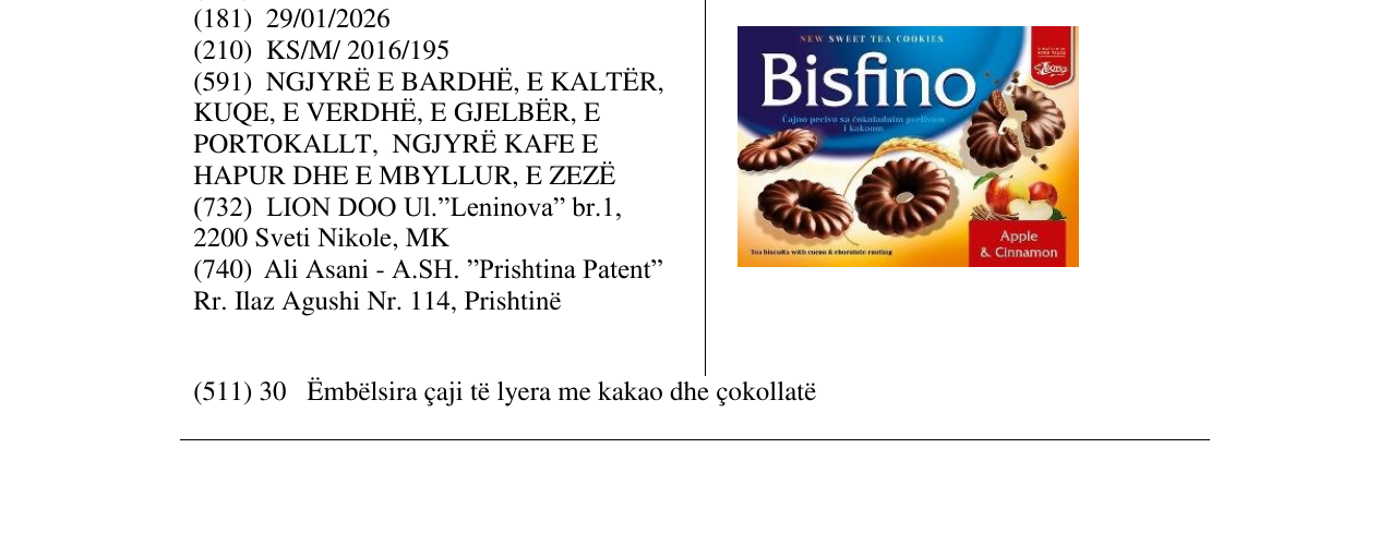Zëri i markës Bisfino në buletin