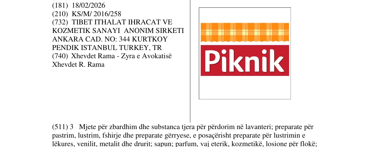 Zëri i markës Piknik në buletin