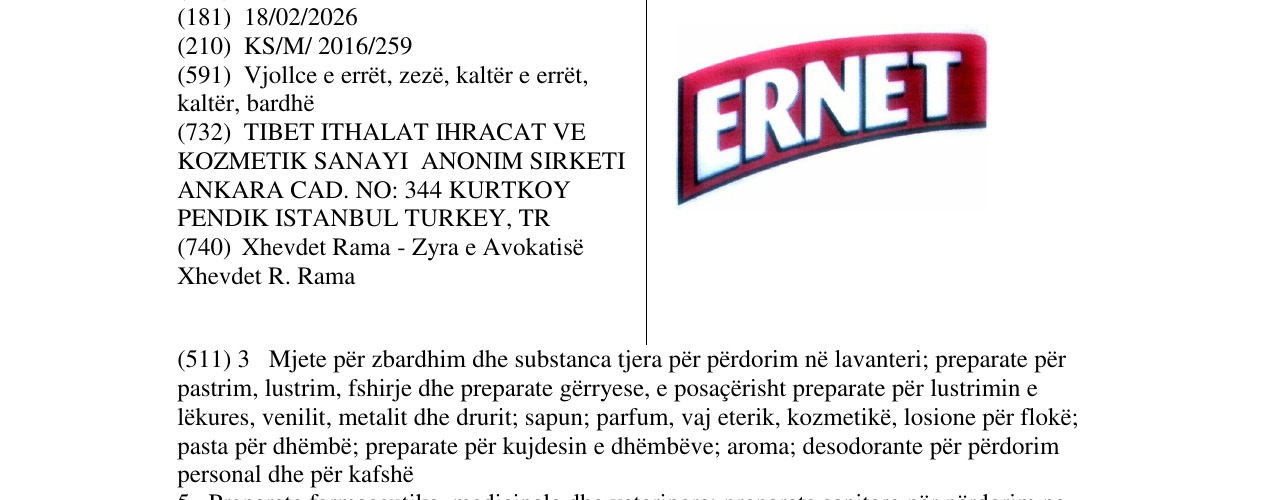 Zëri i markës ERNET në buletin