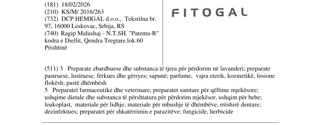 Zëri i markës FITOGAL në buletin