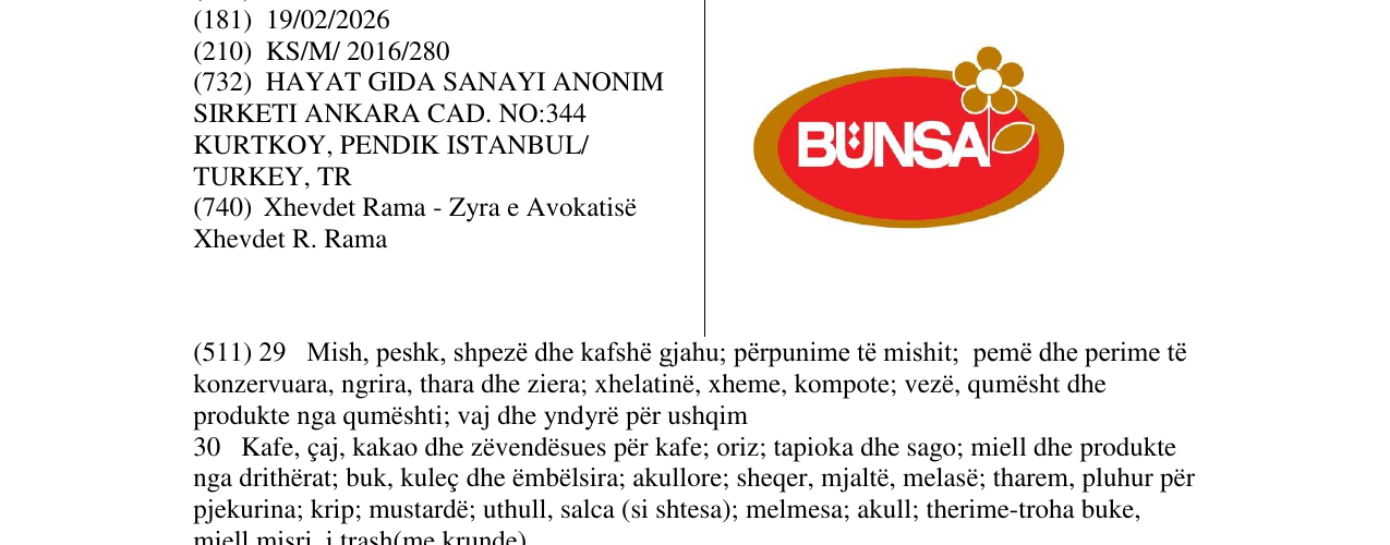Zëri i markës BUNSA në buletin