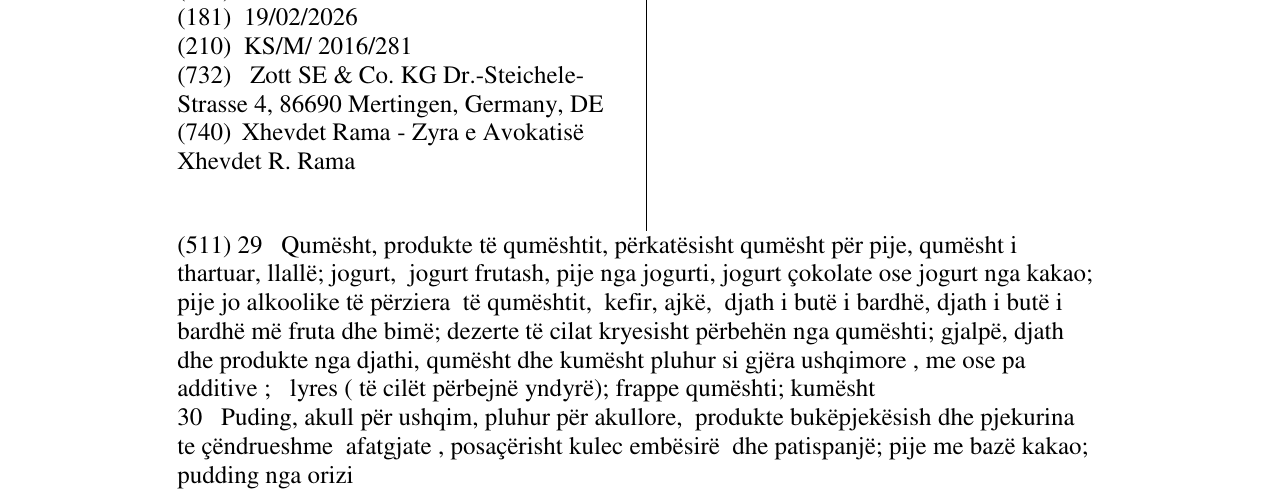 Zëri i markës Zottis në buletin