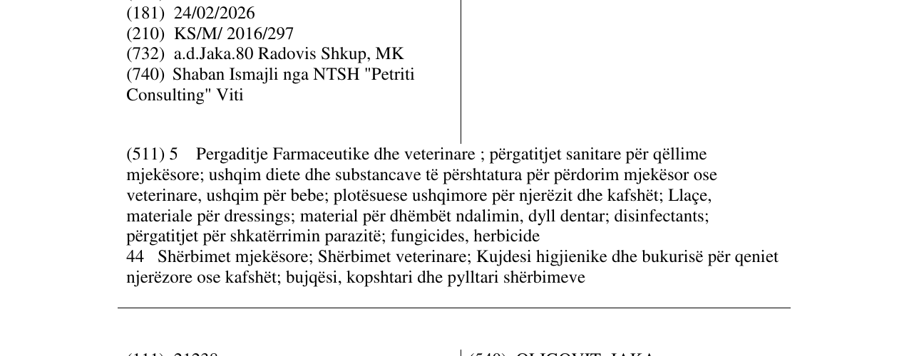 Zëri i markës HIMORAL JAKA në buletin