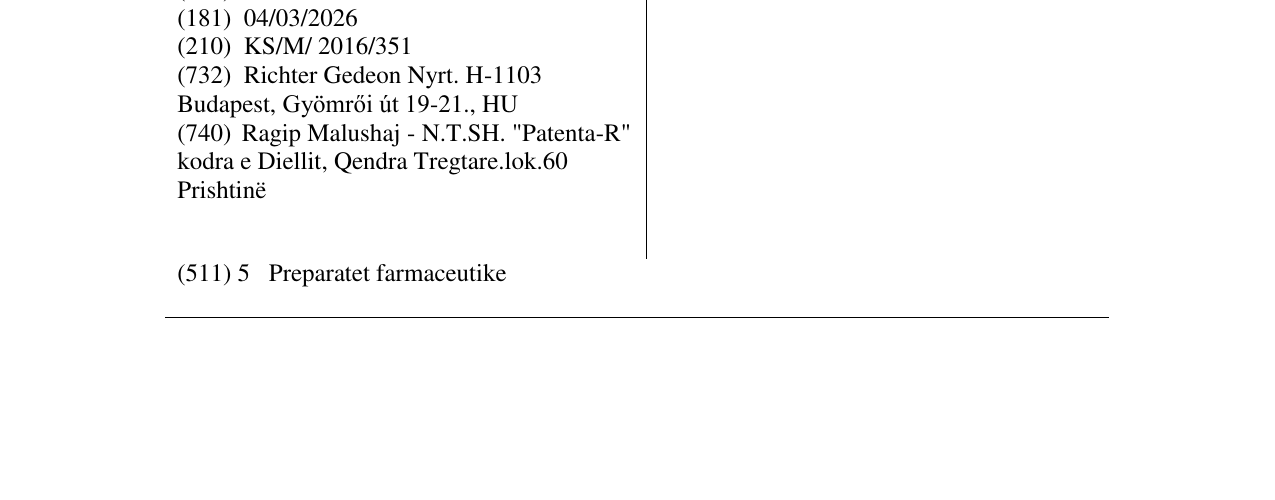 Zëri i markës EFGRATIN në buletin