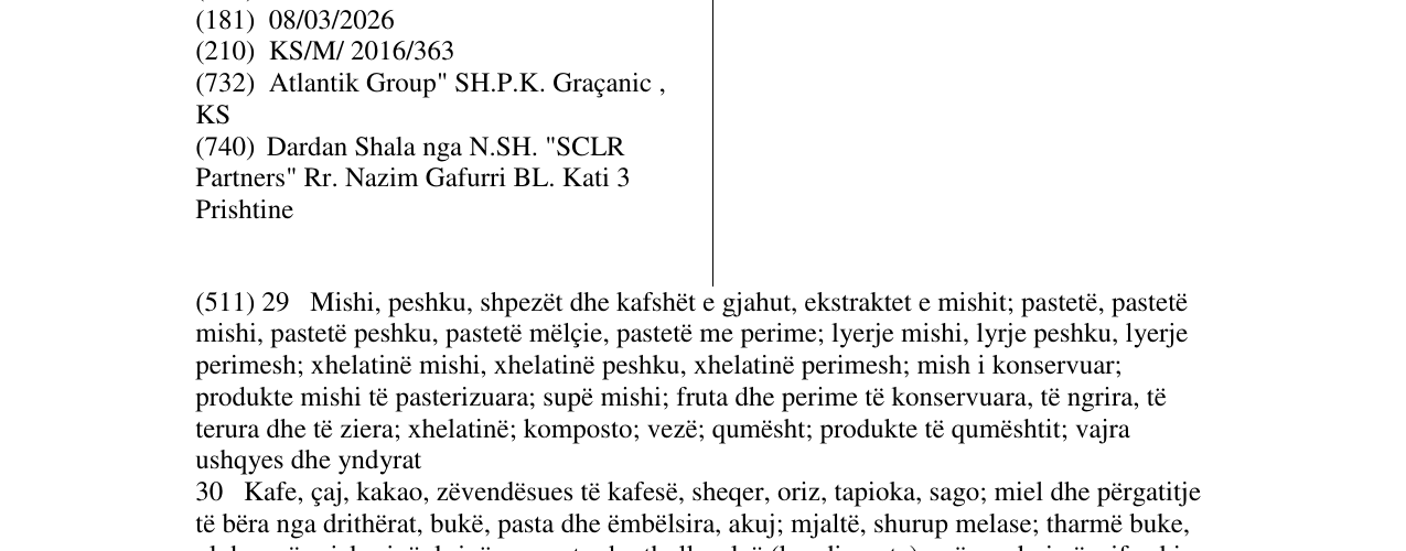 Zëri i markës Perfetta në buletin