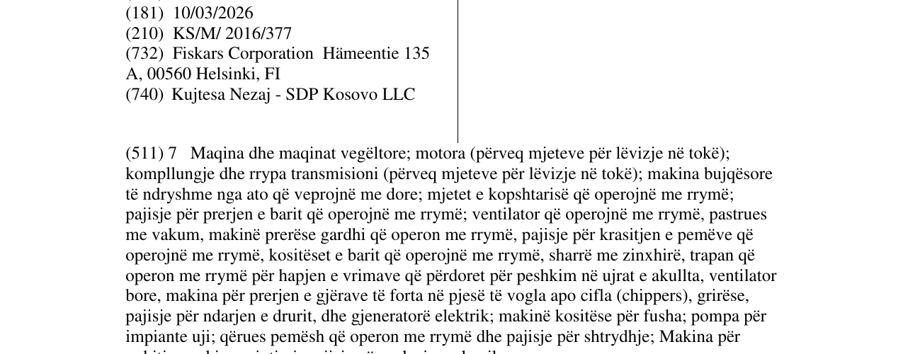 Zëri i markës FISKARS në buletin
