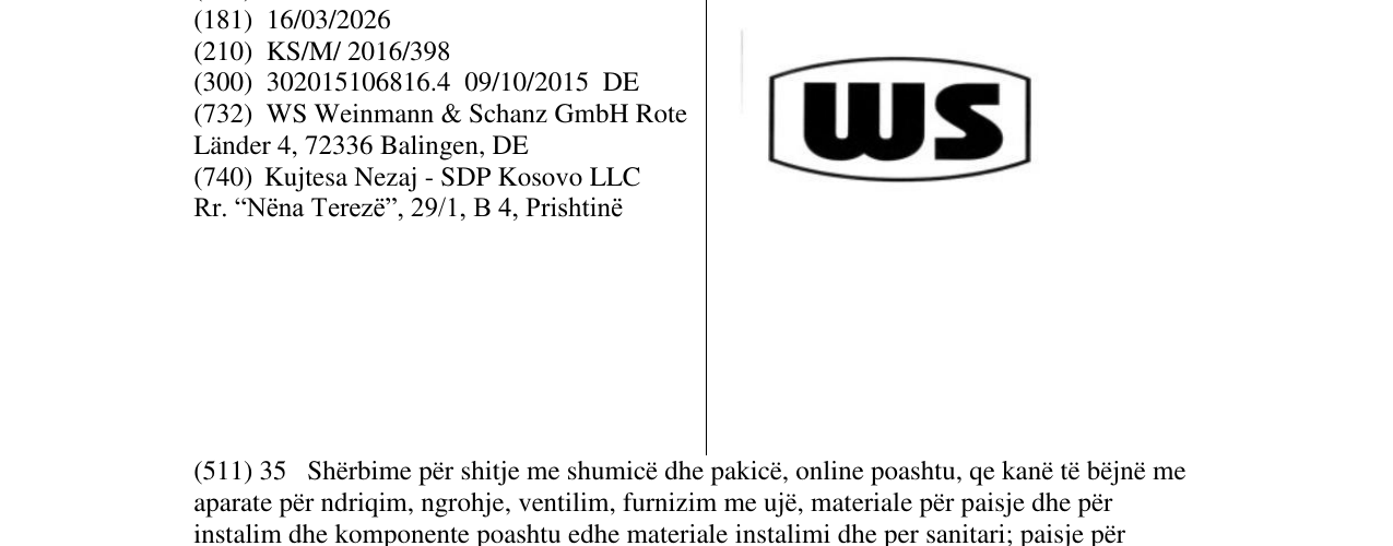 Zëri i markës WS në buletin