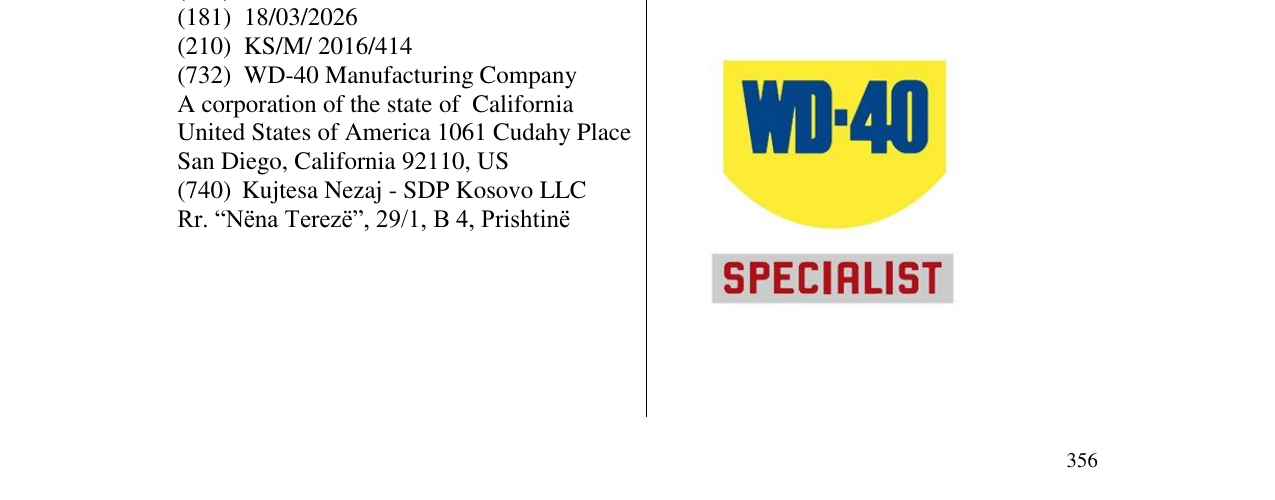 Zëri i markës WD-40 SPECIALIST në buletin