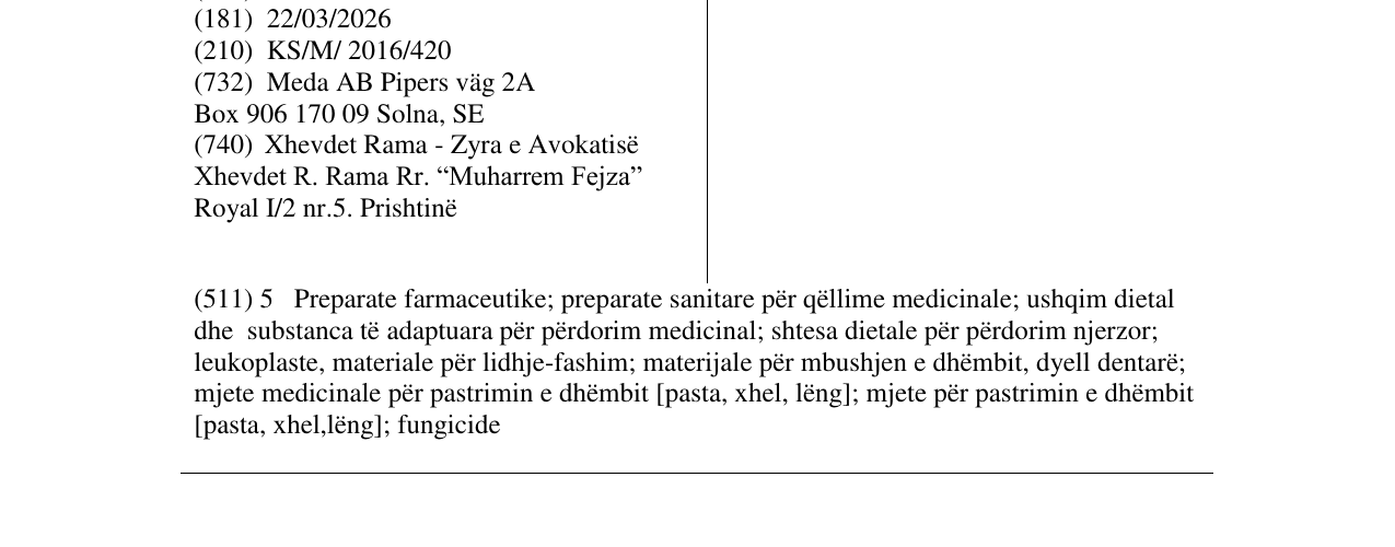 Zëri i markës Solcoseryl në buletin