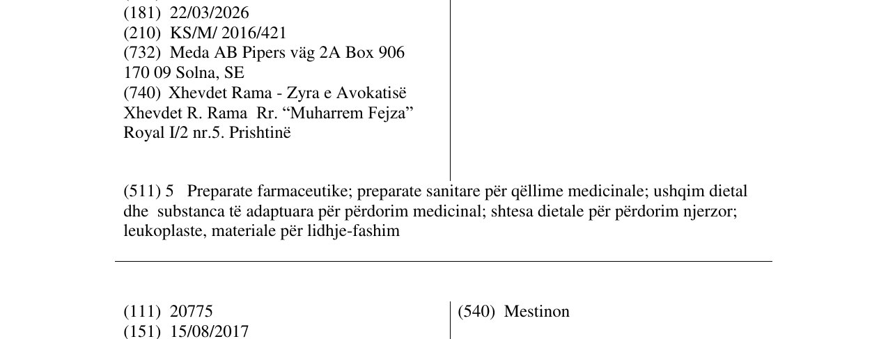 Zëri i markës Virazole në buletin
