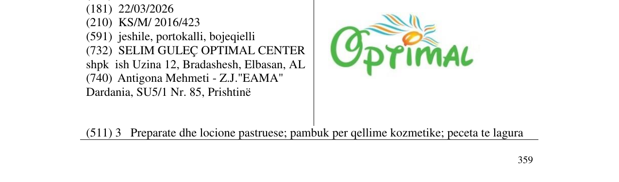 Zëri i markës Oprimal në buletin