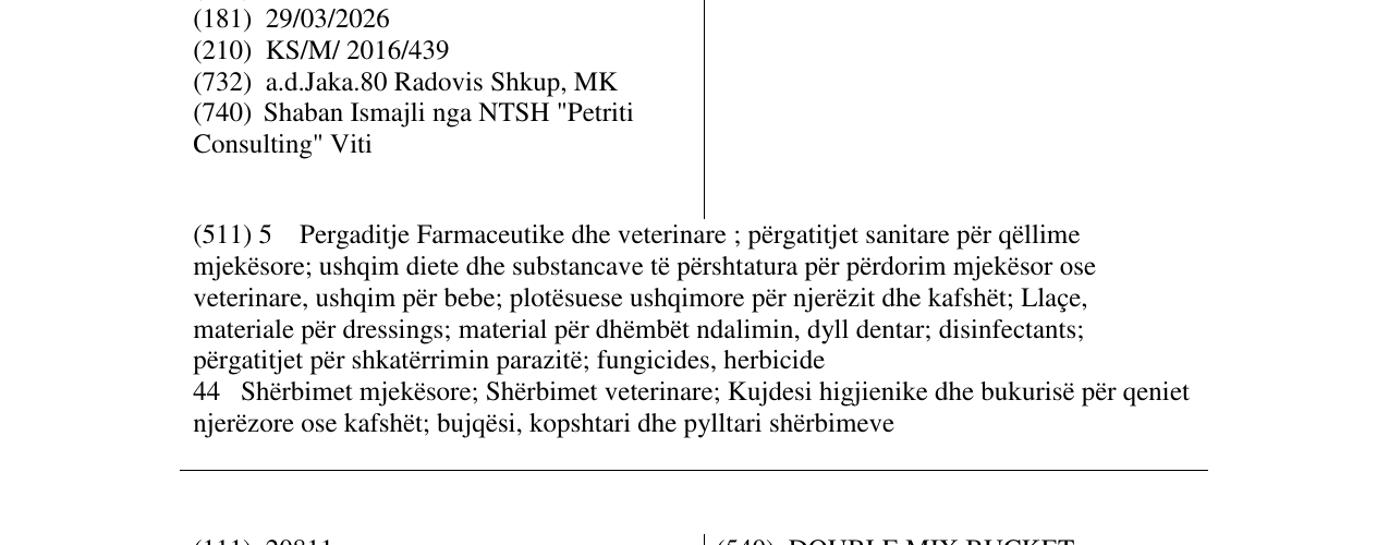 Zëri i markës CAVINTON në buletin