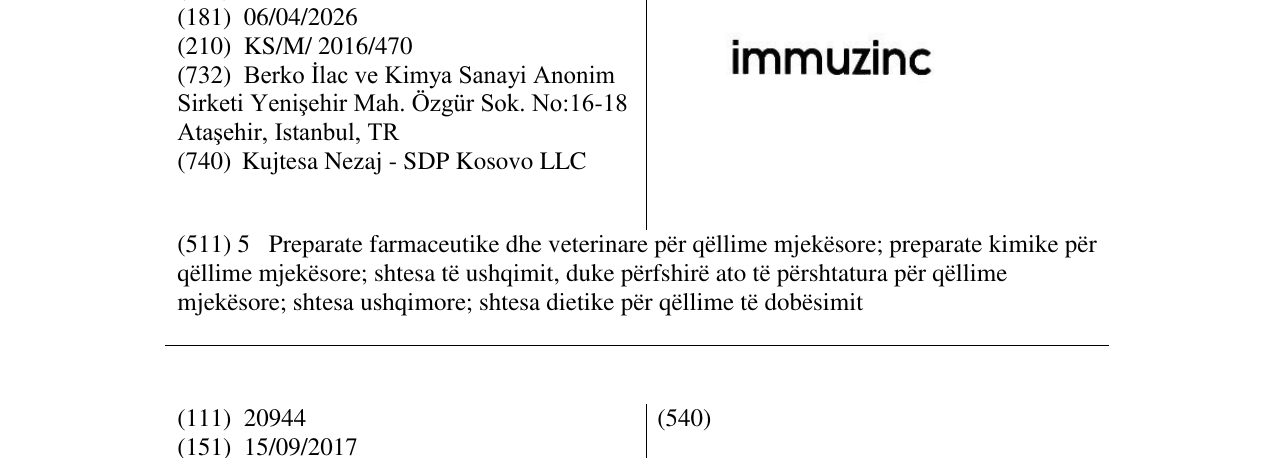 Zëri i markës immuzinc në buletin