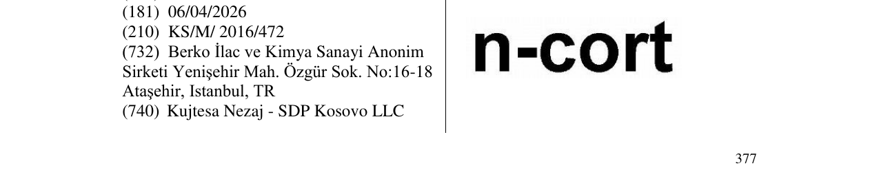 Zëri i markës n - cort në buletin