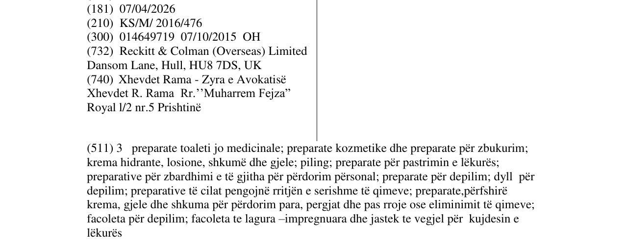 Zëri i markës VEET EASY-GELWAX në buletin