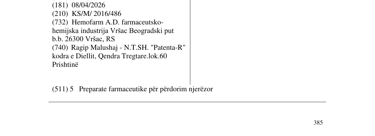 Zëri i markës BUPRENORF në buletin